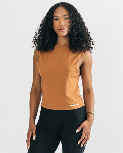 Alphalete Heavy Puuvilla Cutoff Clay | 796SFYVLW