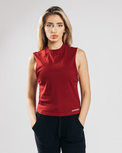Alphalete Heavy Puuvilla Cutoff Cranberry | 610PQZEAH