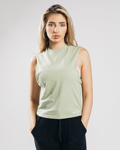 Alphalete Heavy Puuvilla Cutoff Matcha | 597ZLNODE