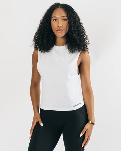 Alphalete Heavy Puuvilla Cutoff Valkoinen | 936AXJZDR