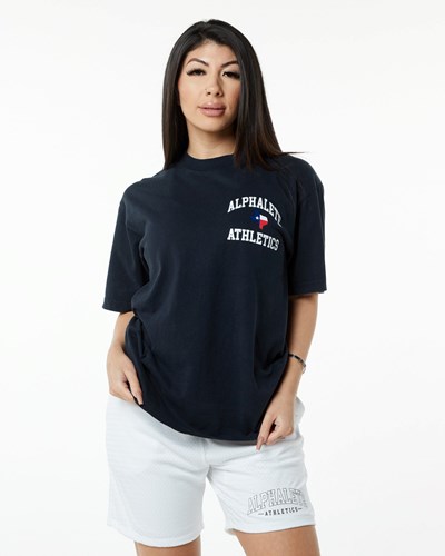 Alphalete Heavyweight Graafinen Tee Laivastonsininen | 465VXEGIS