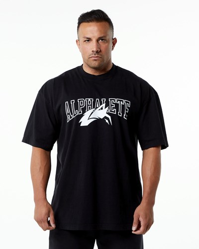 Alphalete Heavyweight Oversized Tee Black/White | 508KTDELA