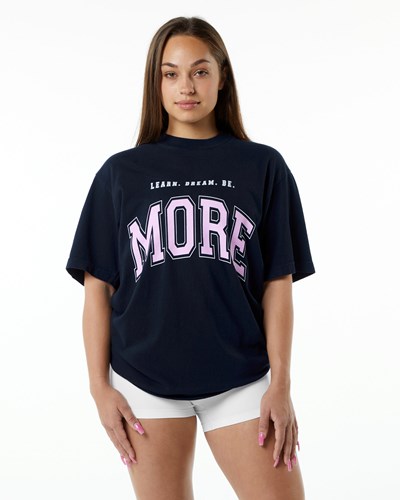 Alphalete Heavyweight Oversized Tee Laivastonsininen Pinkki | 548RJYEIH