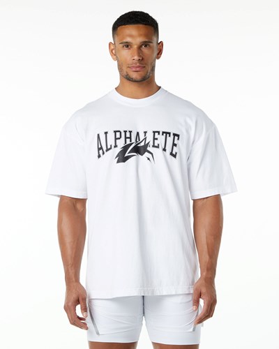 Alphalete Heavyweight Oversized Tee Valkoinen Mustat | 269OUVDRM