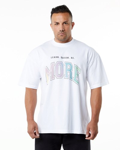 Alphalete Heavyweight Oversized Tee Valkoinen | 493GJFITN