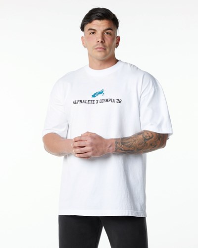 Alphalete Heavyweight Oversized Tee Valkoinen | 702TWLHDJ