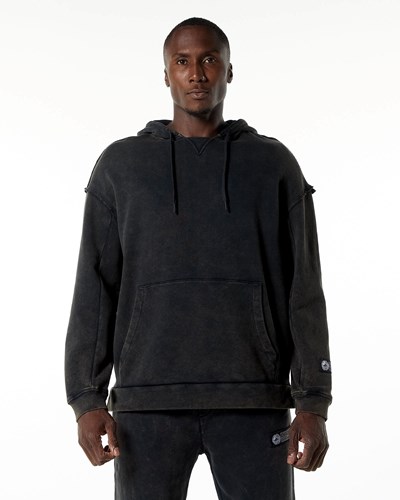 Alphalete Heavyweight Washed Terry Hoodie Onyx | 560OBZEDX