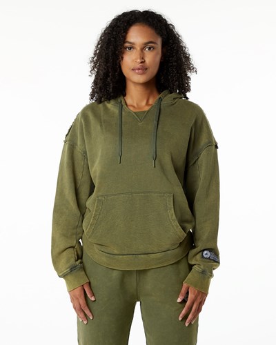 Alphalete Heavyweight Washed Terry Hoodie Vihreä | 654JWHYZB