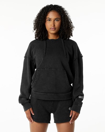 Alphalete Heavyweight Washed Terry Hoodie Onyx | 827QJKVDZ
