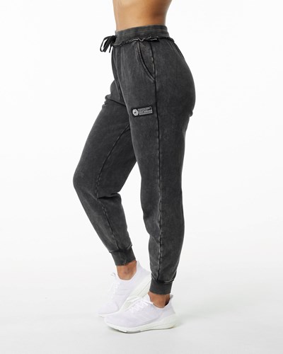 Alphalete Heavyweight Washed Terry Jogger Onyx | 642RVCIBF
