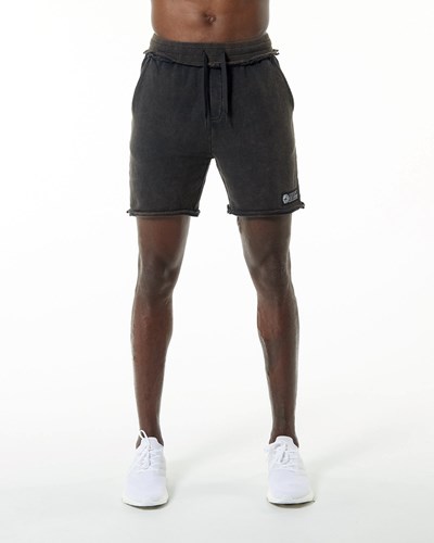 Alphalete Heavyweight Washed Terry Lyhyt Onyx | 965GJBDYQ