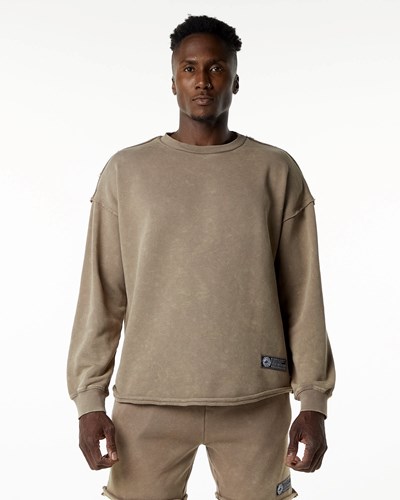 Alphalete Heavyweight Washed Terry Pullover Smokey Quartz | 028HAQWZN