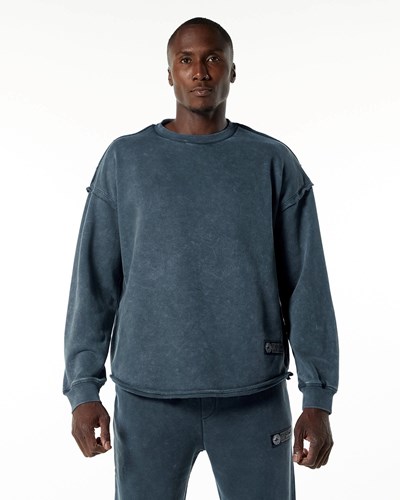 Alphalete Heavyweight Washed Terry Pullover Sininen | 530AFWXOY