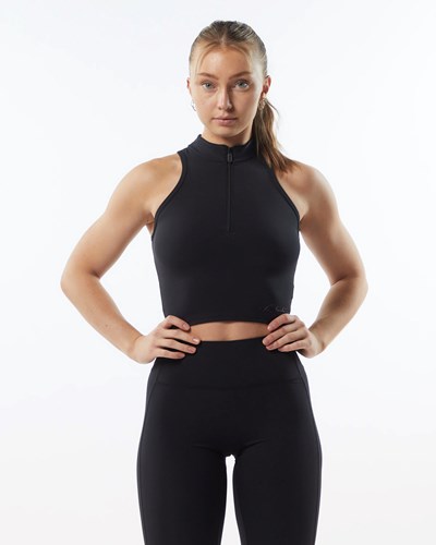 Alphalete High Neck Crop Tank Blackout | 497LTOKQB