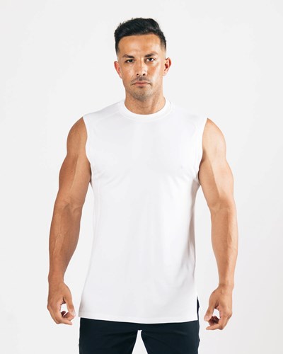 Alphalete High-Neck Premium Cutoff Valkoinen | 695DNCJPG