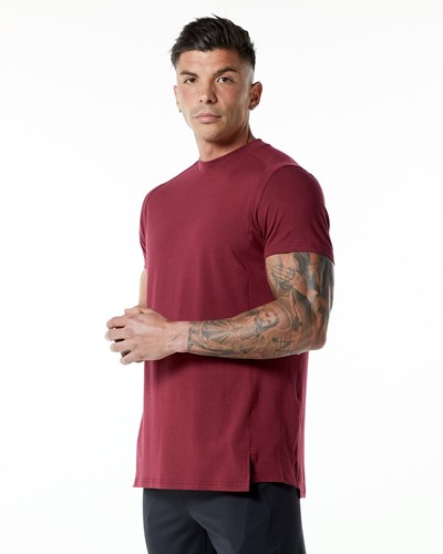 Alphalete High-Neck Premium Lyhyt Sleeve Tee Punainen | 361QRWASP