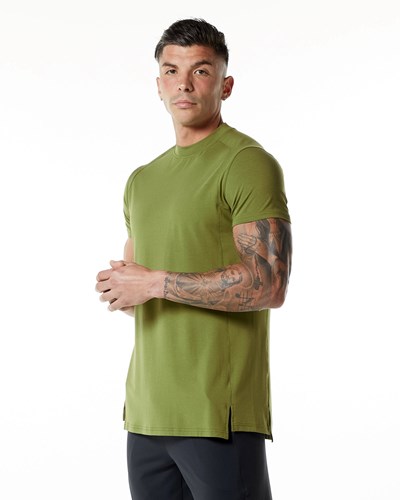 Alphalete High-Neck Premium Lyhyt Sleeve Tee Vihreä | 658IOEMPL