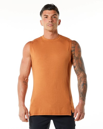 Alphalete High-Neck Premium Tank Camel | 741WVFZED