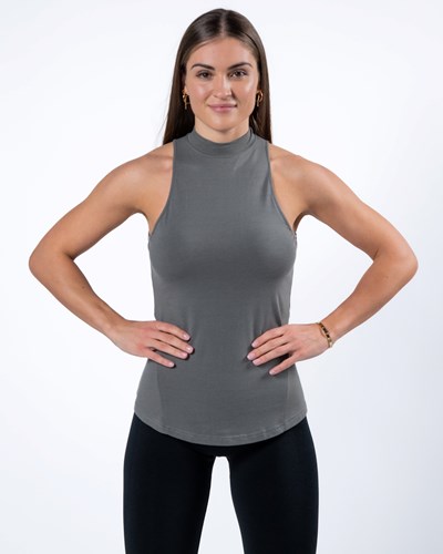 Alphalete High-Neck Premium Tank Harmaat | 756WOASHJ