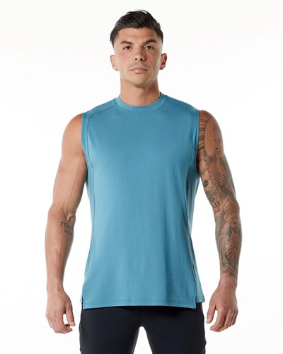 Alphalete High-Neck Premium Tank Sininen | 457OGVEQW
