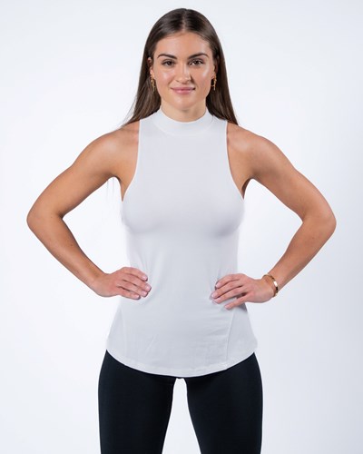 Alphalete High-Neck Premium Tank Valkoinen | 572LURCGD