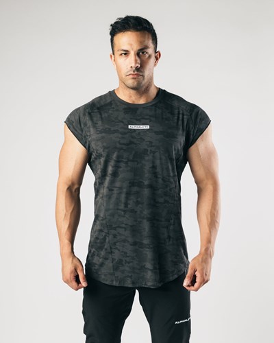 Alphalete High Performance Hihattomat Tee Mustat Camo | 582PDJLXF