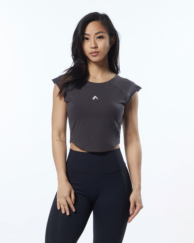 Alphalete High Performance Lyhyt Sleeve Crop Tee Harmaat | 507JCMALT