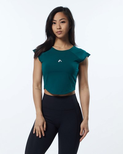 Alphalete High Performance Lyhyt Sleeve Crop Tee Velvet Teal | 629WPSNMO