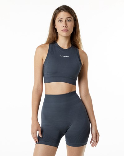 Alphalete High Performance Seamless Crop Bra Carbon | 532OPZGBI