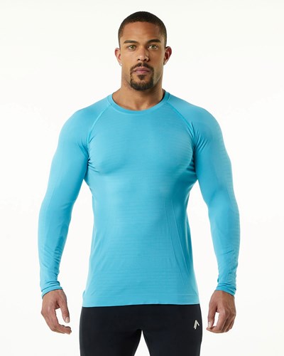 Alphalete High Performance Seamless Long Sleeve Tee Faded Ocean | 094CBWZME