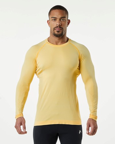 Alphalete High Performance Seamless Long Sleeve Tee Faded Honey | 730PLFGYB