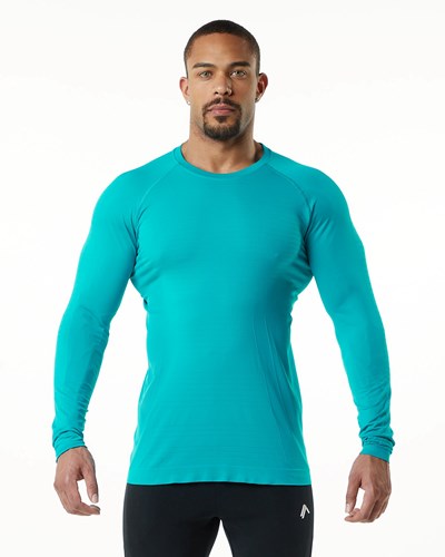 Alphalete High Performance Seamless Long Sleeve Tee Ocean | 764HQUMRV