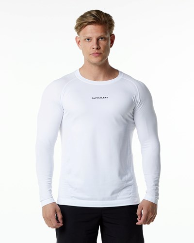 Alphalete High Performance Seamless Long Sleeve Tee Valkoinen | 823XGJYBZ