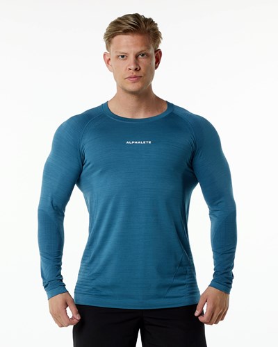 Alphalete High Performance Seamless Long Sleeve Tee Sininen | 912OUSIXB