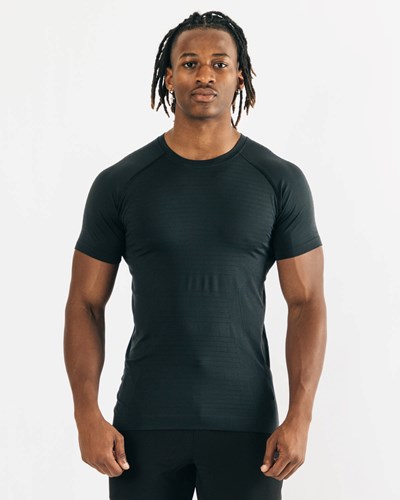 Alphalete High Performance Seamless Lyhyt Sleeve Tee Mustat | 081NAFCIZ