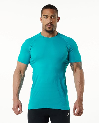 Alphalete High Performance Seamless Lyhyt Sleeve Tee Ocean | 089TJQEDS