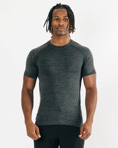 Alphalete High Performance Seamless Lyhyt Sleeve Tee Mustat | 386VYGTLN