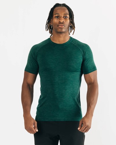 Alphalete High Performance Seamless Lyhyt Sleeve Tee Darkest Pine | 731FOMLWH