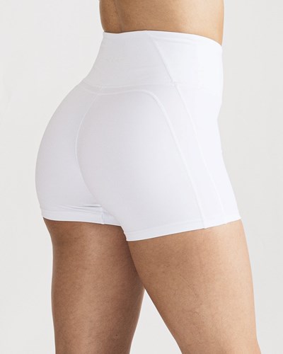 Alphalete High-Waisted Medium Compression 4" Lyhyt Valkoinen | 945ICDBNZ