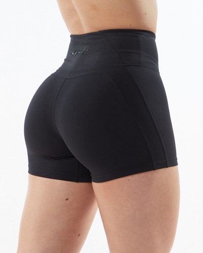 Alphalete High-Waisted Medium Compression 4" Lyhyt Blackout | 958UVDLZA