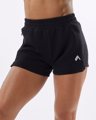 Alphalete Interlock Knit 3.5" Lyhyt Mustat | 296KVJOAE