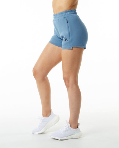 Alphalete Interlock Knit 3.5" Lyhyt Sininen | 683PCJRQO