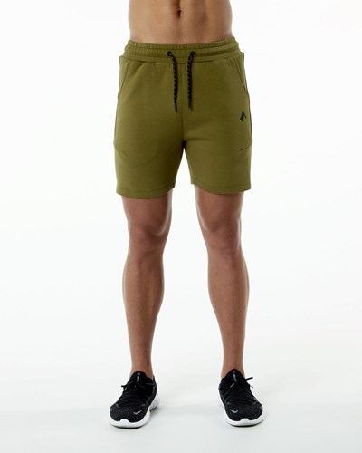 Alphalete Interlock Knit 6" Lyhyt Moss | 857OUVMBG