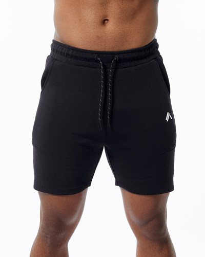 Alphalete Interlock Knit 6" Lyhyt Mustat | 978TMDSKN