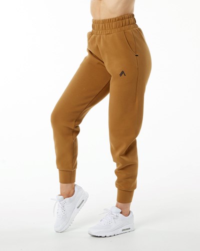 Alphalete Interlock Knit Cuffed Jogger Almond | 740OTYUNM