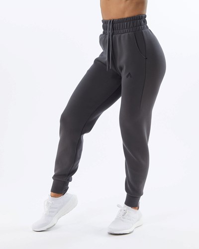Alphalete Interlock Knit Cuffed Jogger Charcoal | 945KGEWCB