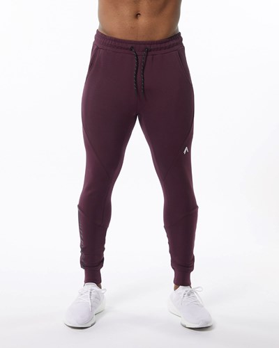 Alphalete Interlock Knit Cuffed Jogger Merlot | 508OEYXRI