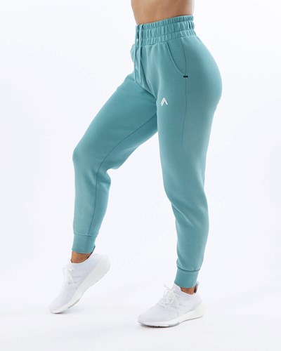 Alphalete Interlock Knit Cuffed Jogger Teal | 130QUNLWX