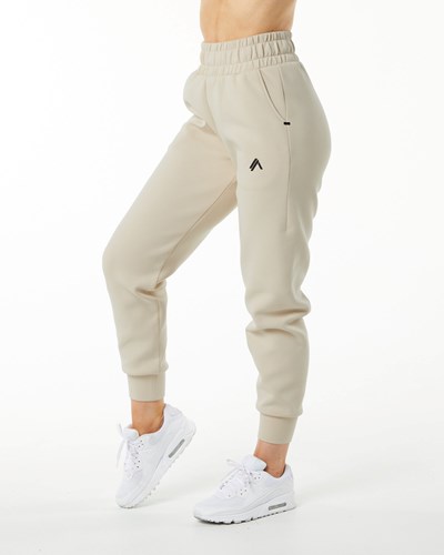 Alphalete Interlock Knit Cuffed Jogger Vanilla | 937YVJARX