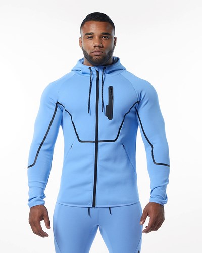 Alphalete Interlock Knit Full-Zip Hoodie Vaaleansininen | 125MZPBFN
